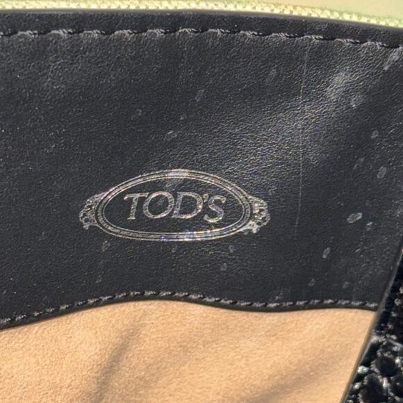 TOD´S Tasca Canvas & Croc Embossed Leather Tote Black & White Made in Italy - Picture 14 of 16